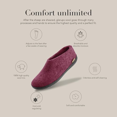 Image of Glerups 100% quality wool mix Shoe Slipper with rubber sole - Unisex