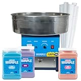 Wumple - Cotton Candy Machine Pro Bundle, Large Stainless Steel Bowl & Drawer, Includes 3 Flavored Sugars and 70 Cones for Parties and Business (Blue)