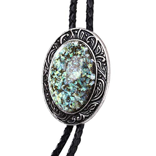 yotijay de Resina de Couro Vintage Gravata Bolo Gravata Indiana Ocidental, Verde