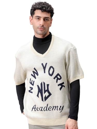 Pull à col en V texturé crème taille M vêtement décontracté tendance mode homme