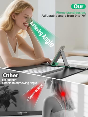 Image of Mouse Pad, Office Desk Mat, Large Gaming Mousepad with Superior Micro-Weave Cloth, XXL Desk Pad with Stitched Edges, Non-Slip Writing Pad for Gamer, Laptop, Work & Home (Black with 20W PD Charger)