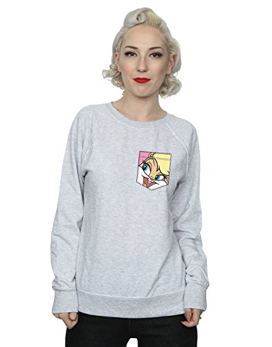 Looney Tunes Women's Lola Bunny Face Faux Pocket Sweatshirt Medium Heather Grey