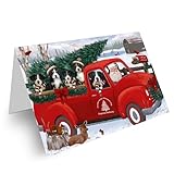 Christmas Santa Express Delivery Red Truck Greater Swiss Mountain Dogs Note Cards - Adorable Pets Invitation Cards with Envelopes - Pet Artwork Christmas Note Cards GCD68954 (1 Greeting Card)