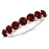 Angara 1.61 Ct Lab Grown Ruby Non Eternity Ring for Women in Sterling Silver (Size-3.5mm) | July...