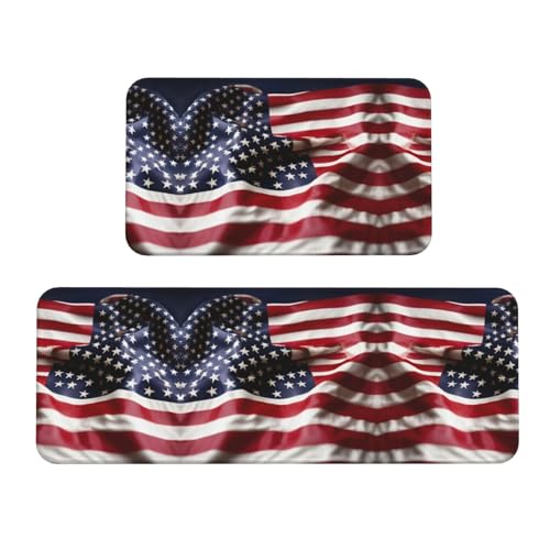 Tapis de cuisine antidérapants confortables drapeau américain sol