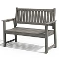 ACUEL All Weather Poly Lumber Outdoor Garden Bench, 2-Person, Light Gray