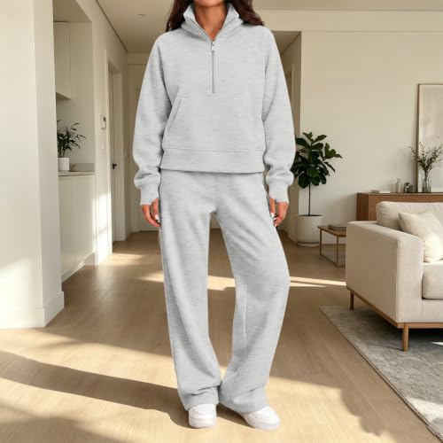 Women Jogging Suits 2 Piece Set Mockneck Fleece Stretchy Waist Sweatshirt - image 6