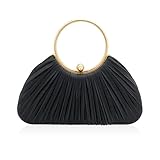 HIIXHC Clutch Purses for Women Elegant Evening Bag – Pleated Silk Handbag with Detachable Chain, Luxury Party Clutch for Formal, Prom, Wedding, Dinner