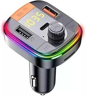 V Volt 43W Bluetooth FM Transmitter and Fast Car Charger – Dual USB Ports, QC & PD Support, Colorful LED Light, MP3 Player, Digital Display Voltage Monitoring, Compatible with All Cars and Smartphones