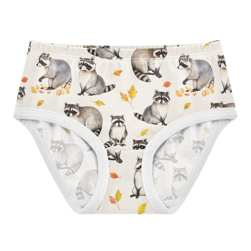 Cotton Toddler Girls Underwear Watercolor Cute Raccoon Light Beige Girl Panties Cute Animal Kids Briefs Undies 2t