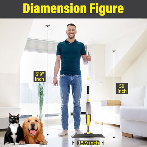 Mops for Floor Cleaning, Spray Mop with 400ml Refillable Bottle and 2 Replacement Pads Dry Wet Floor Household or Commercial Hardwood Laminate Tile Ceramic