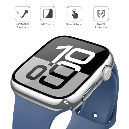 image for Misxi 2 Pack Tempered Glass Case Compatible for Apple Watch Series 11 