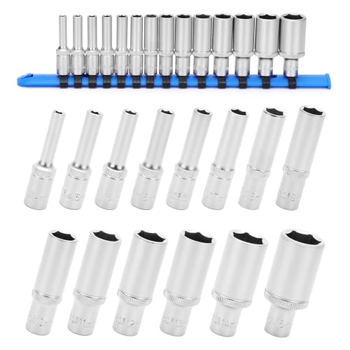 Jeu de douilles à impact profond Mayouko 1/4" 6 pans en acier CR-V de 4 à 15 mm