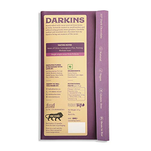 Image of Darkins Dark Chocolate | 55% Dark Chocolate Single Origin | Gluten-Free Chocolate | 65g Each Pack of 2