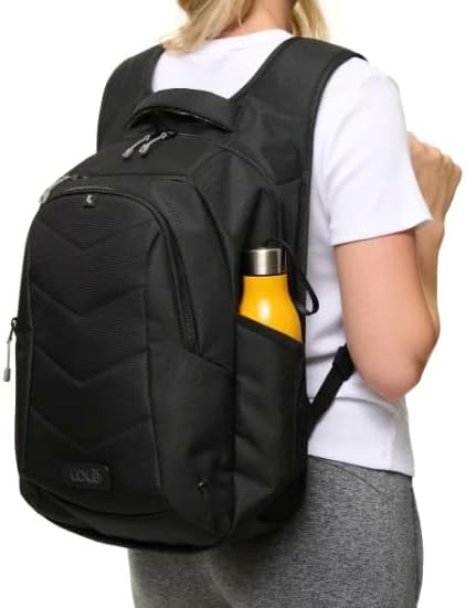 Lole Expandable Backpack with Padded Laptop Sleeve, Bottle Pocket & Emergency Whistle – Made in Vietnam - Black, Black, Regular