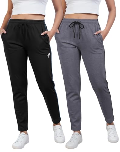 Image of Women Cotton Regular Fit Track Pants (Pack of 2)