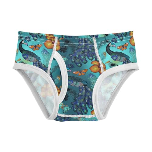 visesunny Boys Potty Training Underwear Pattern Peacock Breathe Cotton Briefs Size 2T-8Y for Toddler