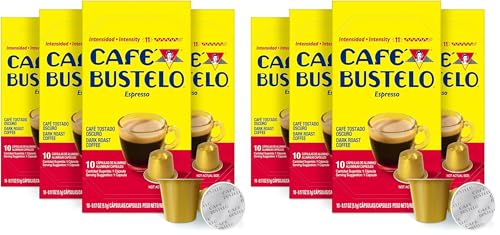 Image of Cafe Bustelo Aluminum Espresso Capsules, Dark Roast Coffee, Nespresso Original Line Compatible, Intensity 11, 10 Count (Pack of 8)