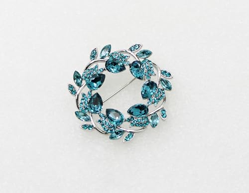 Image of Faship Gorgeous Rhinestone Crystal Floral Wreath Brooch Pin