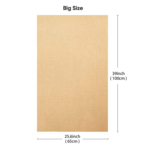 Caydo 39 By 25.6 Inch Aida Cloth 14 Count Big Size Cross Stitch Fabric For Handmade Crafts And Needlework (Khaki) #TOP1