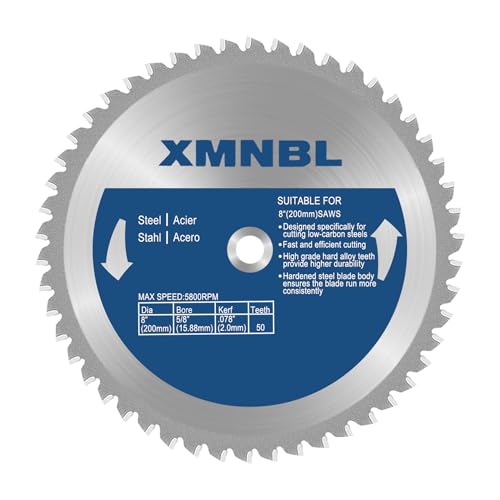 8 Inch Metal Cutting Saw Blade,Compatible with Evolution Metal Cutting Saw,Replacement for Evolution 8BLADEMS 8 Inch Mild Steel Saw Blade,8 x 50 Teeth,5/8 Inch Center Shaft,3 Year Warranty
