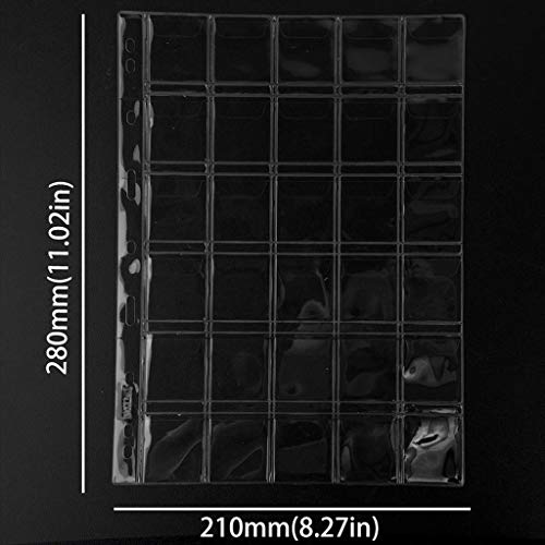 300 Pockets Coin Binders Pages - 1.38 Inch Holders 10 Pcs Loose-Leaf Sheets Acid-Free Collection Holders For Medallion Coin Stamp Currency Collecting Supplies 35X35Mm / 1.38X1.38 Inch Cs03230 #TOP2