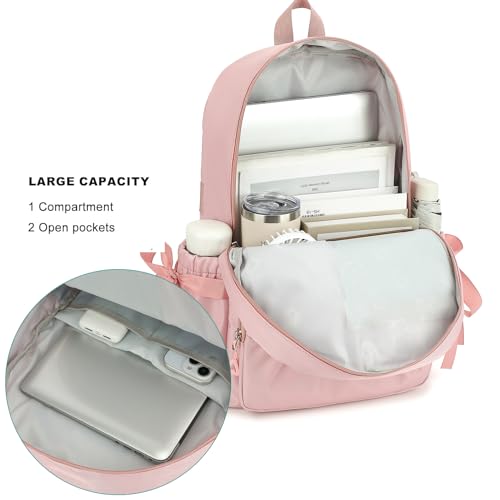 Image of Girls High Middle School Backpack with Bows for Kids Kawaii Coquette Bookbag 5-12