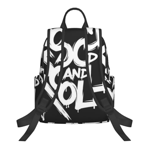 Travel Laptop Backpack black and white Rock And Roll tattoo print College Backpack Business Work Bag for Men Women3