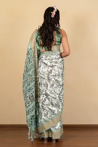 Image of MIRCHI FASHION Women Saree Cotton Silk Batik Block Printed | Breathable Office Wear and Regular Use Sari with Blouse Piece