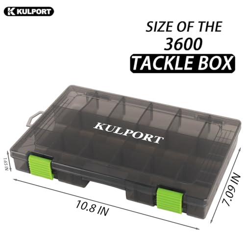 Cajas de Pesca KULPORT Plástico Organizador con Divisores Removibles, Bandeja 3600, Pack de 4 Cajas Grises miniatura 2