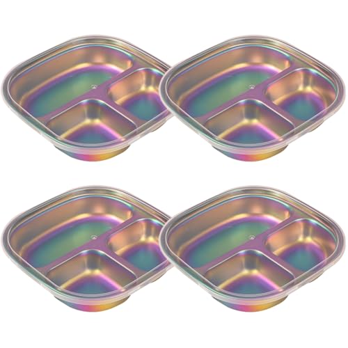 Assiettes enfants inox 3 compartiments avec couvercle lot de 4 - 2