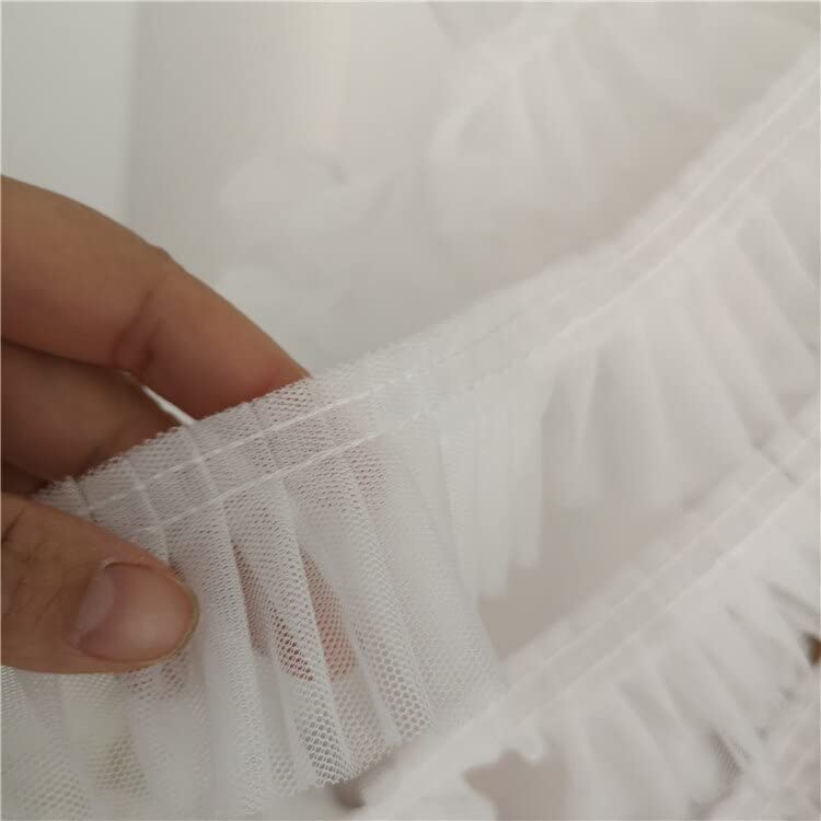 Wykończenie koronką 5CM Podwójne warstwy 3D plisowana siateczka koronkowa tkanina falbaniasta lamówka haftowany kołnierz wstążka szycie odzież spódnica materiał łączący 1 jard(Black)