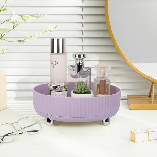 Anyoifax Makeup Perfume Organizer Tray 360 Degree Rotating Lazy Susan Skincare Lotion Organizer Spinning Cosmetics Storage for Dresser, Vanity, Bathroom Countertop, Small Purple by Anyoifax - Image 2