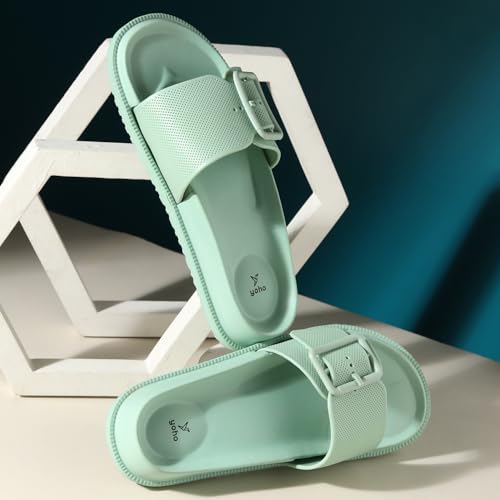 Image of YOHO Grape Sliders for Women & Girls | Stylish,Cushioned, Lightweight Slides & Waterproof Flip Flops | Adjustable Buckle | Comfortable Monsoon Footwear