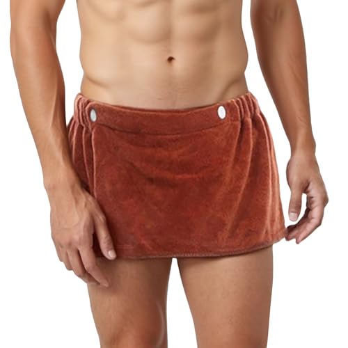 2025 Cómoda falda de toalla para hombre para baño playa. Albornoz funcional elegante para hombres. Tejido de secado rápido. Pijama versátil para hombre Anticuado, café, talla única