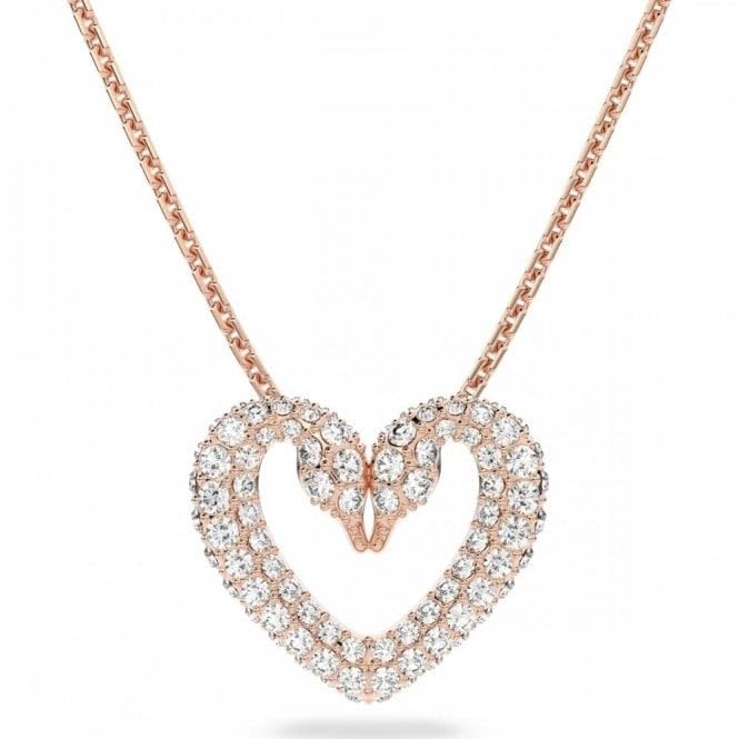 Swarovski Sublima 5661505 - Colgante con forma de corazón, color blanco, chapado en oro rosa, talla única, Placa de rodio
