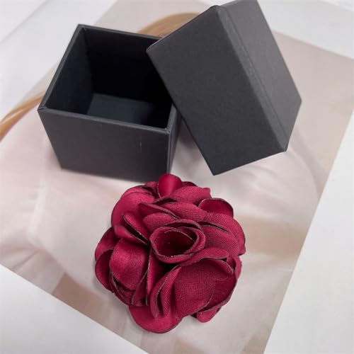 Image of Dainty Silk Rose Flower Brooch Lapel Pins for Women Men Handmade Fabric Flower Brooches Pin Classic for Wedding Party Dance Banquet Dress Suit Clothes Accessories Jewelry Gifts 60mm