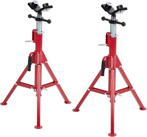 Image of GarveeTech V Head Pipe Jack Stand with 2 Ball Transfer, 2500 LBS Capacity Heavy Duty Adjustable Pipe Stand for Welding, Foldable Pipe Stand for Garage, Workshop, Automative, 2 Pcs