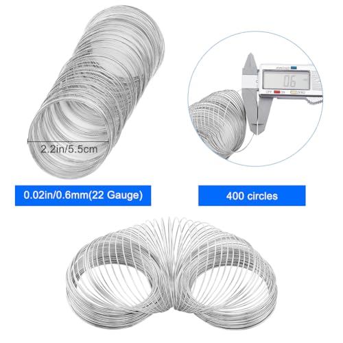 SOFPLATE 400 Loops Memory Wire Bracelets jewellery Memory Wire Cuff Bangle Steel Beading Wires Findings for jewellery Making Wire Supplies DIY Crafts Bracelet Rings Collar Necklace Wrap Art Creations - Image 2