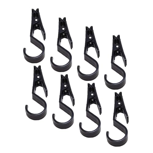 BESPORTBLE 8Pcs Strong Clip Hook for Camping Tent Lighting Durable and Resistant Tent Light Clips for Outdoor Use Convenient Hanger Black