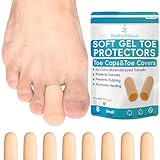 Byehambuni Gel Toe Protectors for Men and Women - 8 Pack Toe Covers - Toe Cap - Toe Sleeves - for Corns, Calluses, Blisters - Protects Toenails, Prevents Rubbing - Beige (Small Size)