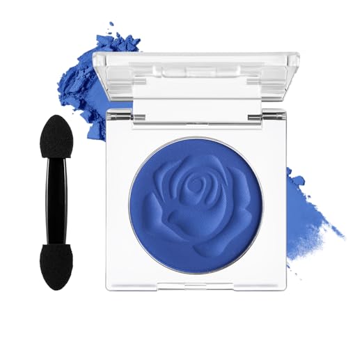 DE'LANCI Matte Blue Eyeshadow Palette, Single Gemstone Blue Eye shadow Highly Pigmented, Ultra-Blendable, Intense Color, Face Body Paint Christmas Halloween Smurf Mystique Cosplay Daily Eye Makeup 08#