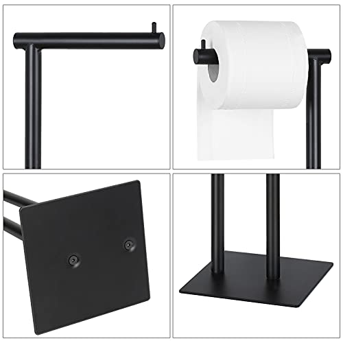 Sunexinlo Toilet Paper Holder Stand, Freestanding Tissue Roll Holder Dispenser With Storage For Bathroom Black #TOP2