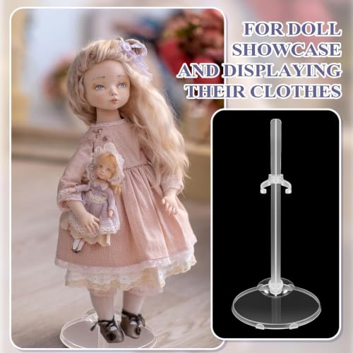 Image of Menkxi 100 Pcs Acrylic Doll Stand Display Holder Ideal Support for Dolls Action Figure Stand with Adjustable Waist Clip for 9, 10, 11 Inch Tall (Transparent)