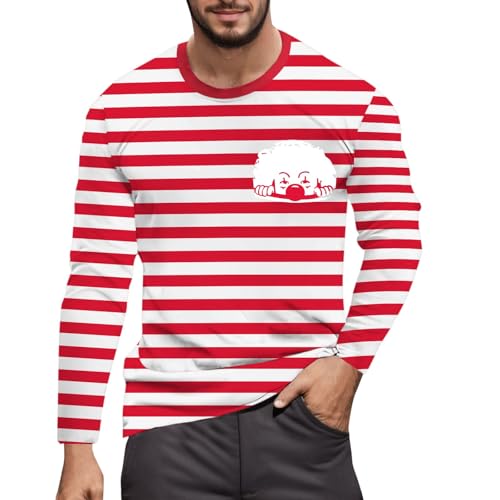 Camiseta de manga larga para hombre, camiseta de carnaval de los años 80, traje de discoteca, multicolor, cuello redondo, hip hop, carnaval disfraz, fiesta, disfraces de carnaval, O rojo., S