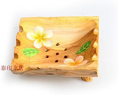 ZHFC Creative soap box wooden soap box soap tray soap dish SPA toilet bathroom Antique handmade essential oil soap box,Plumeria rubra