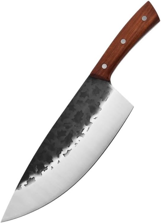 Meat Cleaver,Cleaver Knife 9.5 inch Pork Knife Stainless Steel Butcher's Knife Solid Wood Handle Curved Knife Cutting Knife Multi-purpose Knife