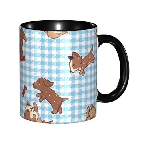 かわいい犬の幾何学模様 マグカップ 旅マグ コーヒーカップ セラミック 330ml 陶器 食器 耐熱 水筒 プレゼント
