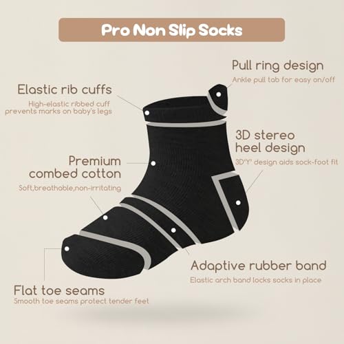 Non Slip Grip Ankle Baby Socks 12 Pack for Toddler Boys and Girls Kids,Infant Cute Cotton Baby Socks3