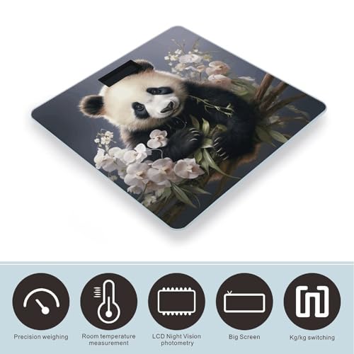 Báscula digital de baño con diseño Panda y flores miniatura 3